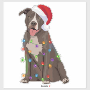 Sticker Pittie Pitbull feux de Noël Noël Noël Amoureux des