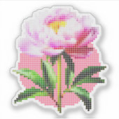Sticker Pivoine rose point mosaïque fleur (Devant)
