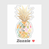 Sticker PixDezines Aloha Bleu Ananas, Couronne Or Faux (Feuille)