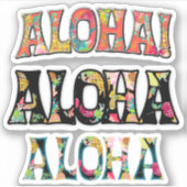 Sticker PixDezines Aloha, Noir, Turquoise et Coral (Devant)