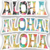 Sticker PixDezines Aloha, Noir, Turquoise et Rouge (Devant)