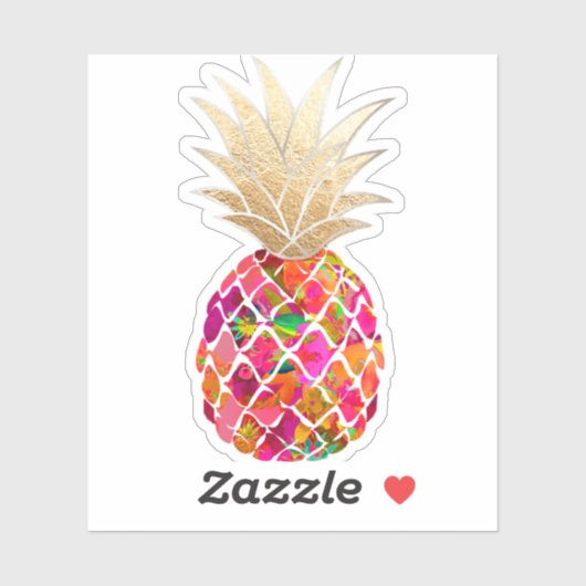 Sticker PixDezines Aloha Rouge Ananas, Or Faux (Feuille)