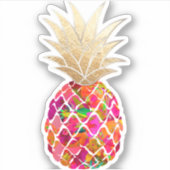 Sticker PixDezines Aloha Rouge Ananas, Or Faux (Devant)