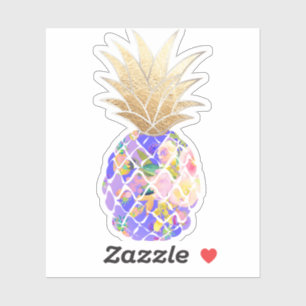 Sticker PixDezines Aloha Violet Ananas, Couronne Or Faux