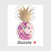 Sticker PixDezines Ananas Aloha Bourgogne, Or Faux (Feuille)