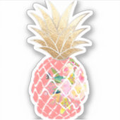 Sticker PixDezines Ananas Aloha framboise, Or Faux (Devant)