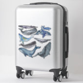 Sticker PixDezines Aquarelle Baleines (Sur valise)