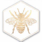 Sticker PixDezines Bumble Bee+Honeycomb, Faux Gold (Devant)