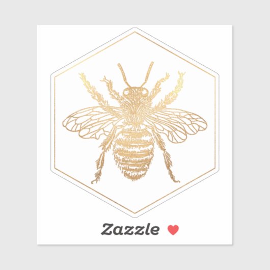 Sticker PixDezines Bumble Bee+Honeycomb, Faux Gold (Feuille)