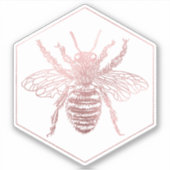 Sticker PixDezines Bumble Bee+Honeycomb, Faux Rose Gold (Devant)