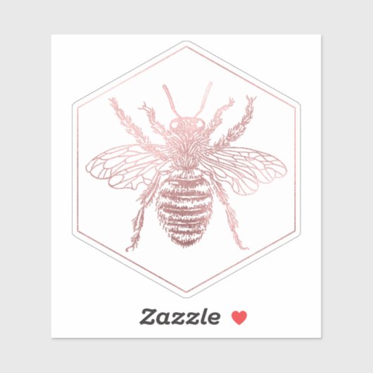Sticker PixDezines Bumble Bee+Honeycomb, Faux Rose Gold (Feuille)