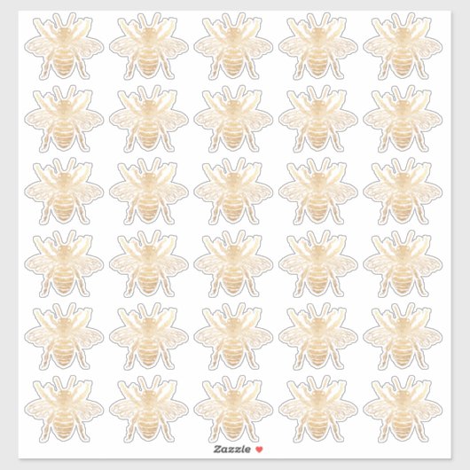 Sticker PixDezines Bumble Bees, Faux Gold (Feuille)