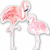 Sticker PixDezines Flamants roses roses, maman+bébé (Devant)