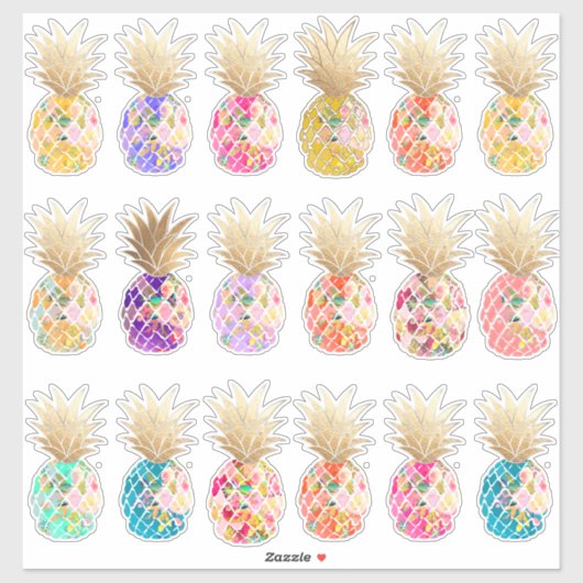 Sticker PixDezines H2 Aloha Ananas, Faux Gold Crown St (Feuille)