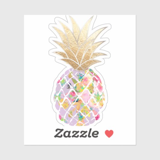 Sticker PixDezines Lilac Purple Aloha Ananas Faux Or (Feuille)