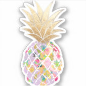 Sticker PixDezines Lilac Purple Aloha Ananas Faux Or (Devant)