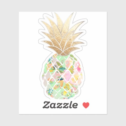 Sticker PixDezines Mint Vert Aloha Ananas, Or Faux (Feuille)