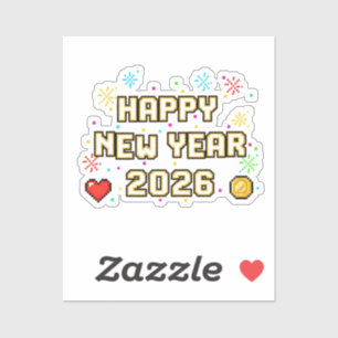 Sticker Pixel Art 'Bonne Année 2026' Rétro Joueur 