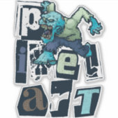 Sticker Pixel art et monstre (Devant)