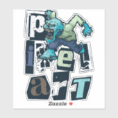 Sticker Pixel art et monstre (Feuille)