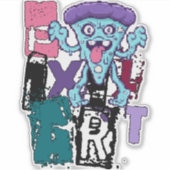 Sticker Pixel art et monstre bleu (Devant)