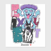 Sticker Pixel art et monstre bleu (Feuille)