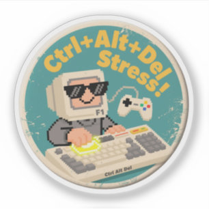 Sticker Pixel Art Gamer Redémarrer les mauvaises Vibes Bad