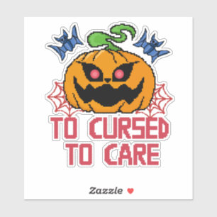 Sticker Pixel Art Halloween Citrouilles, crânes et chauves