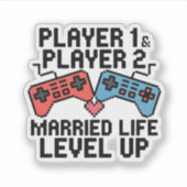 Sticker Pixel Gaming Couple Level Up Design (Devant)