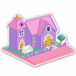 Sticker Pixel rose mignon Art 90s Eglise jouets filles