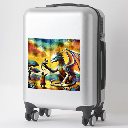 Sticker pixelated image of a dragon trainer (Sur valise)