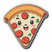 Sticker Pizza Cartoon Heureux Avec Pepperoni (Devant)