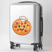 Sticker Pizza Cartoon Heureux Avec Pepperoni (Sur valise)