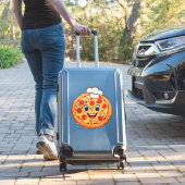 Sticker Pizza Cartoon Heureux Avec Pepperoni (Valise Insitu)