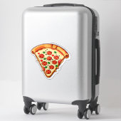 Sticker Pizza Cartoon Heureux Avec Pepperoni (Sur valise)