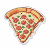 Sticker Pizza Cartoon Heureux Avec Pepperoni (Devant)