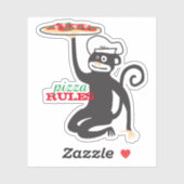 Sticker Pizza chef singe casquette junk nourriture pizza r (Feuille)