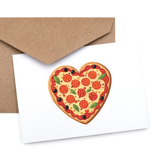 Sticker Pizza de la Saint Valentin en forme de coeur