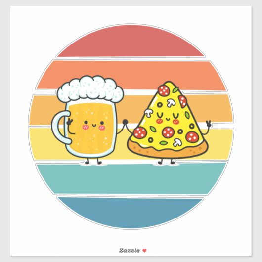 Sticker Pizza et bière (Feuille)