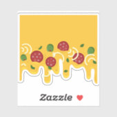 Sticker Pizza et pepperonis olive rétro motif (Feuille)