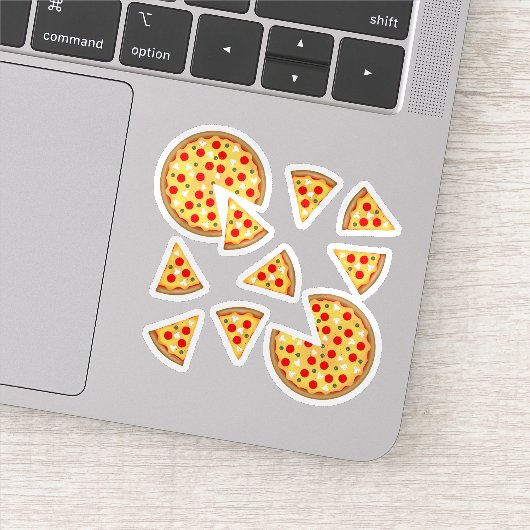 Sticker Pizza et tranches de cool motif sur blanc (Détail)