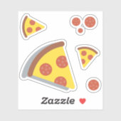 Sticker Pizza fromage et pepperonis ensemble rétro enfant (Feuille)
