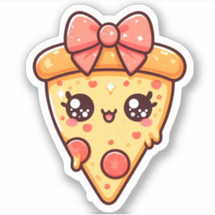 Sticker Pizza Kawaii de la part du bonheur