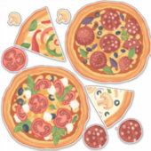 Sticker Pizza Pepperoni moderne Amusants alimentaires (Devant)