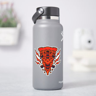 Sticker Pizza Retro Skateboard Orange 4" Kiss Cut Vinyl