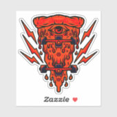 Sticker Pizza Retro Skateboard Orange 4" Kiss Cut Vinyl (Feuille)