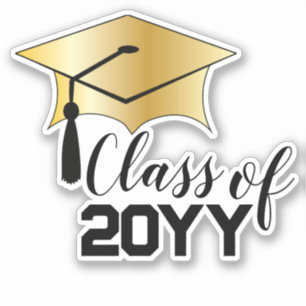 Sticker Plafond de diplôme - Tassel Classe d'or noir Année