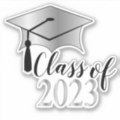 Sticker Plafond de graduation - Tassel Black Silver Class  (Devant)