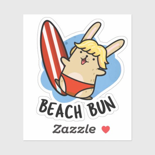 Sticker Plage Bun Funny Bunny Pun (Feuille)