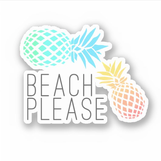 Sticker Plage d'ananas colorée été s'il vous plaît (Devant)